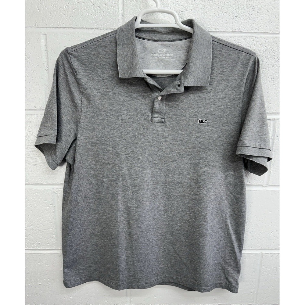 Vineyard Vines Edgartown Pique Polo Gray Short‎ Sleeve Stretch / Mens L